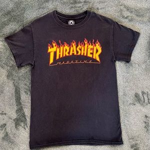 Thrasher Magazine Flame Black Small T-Shirt